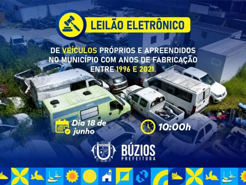 Prefeitura de Búzios realizará leilão eletrônico de veículos apreendidos